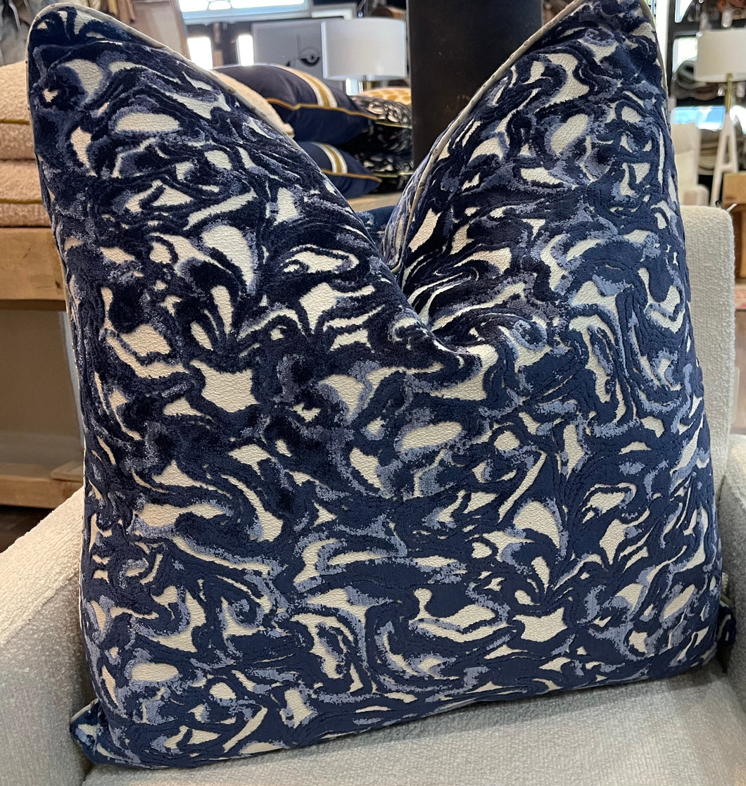 Navy Swirl Pillow