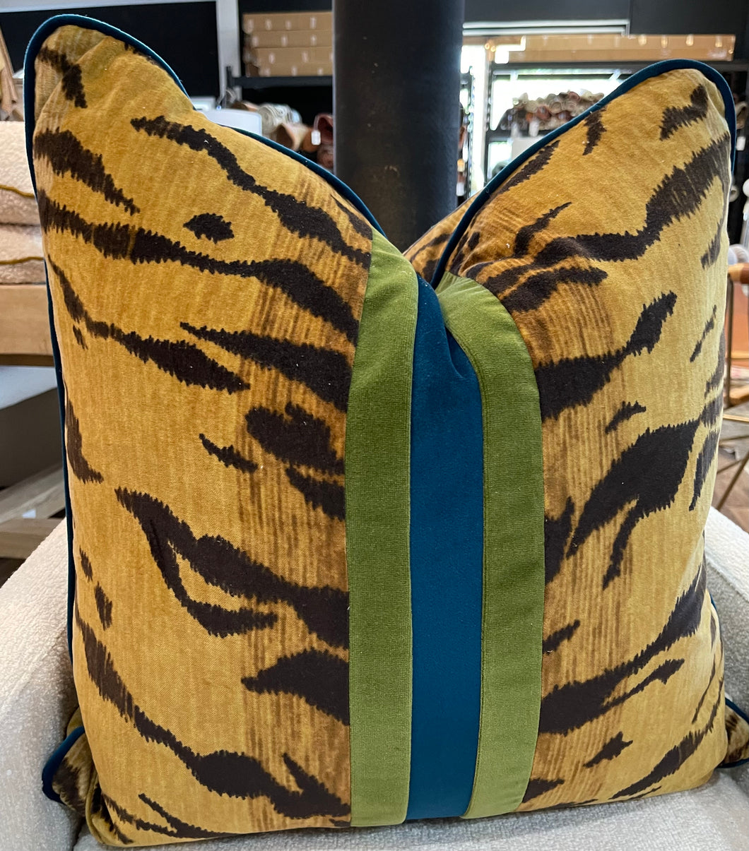 Tiger Pillow with Gucci Stripe