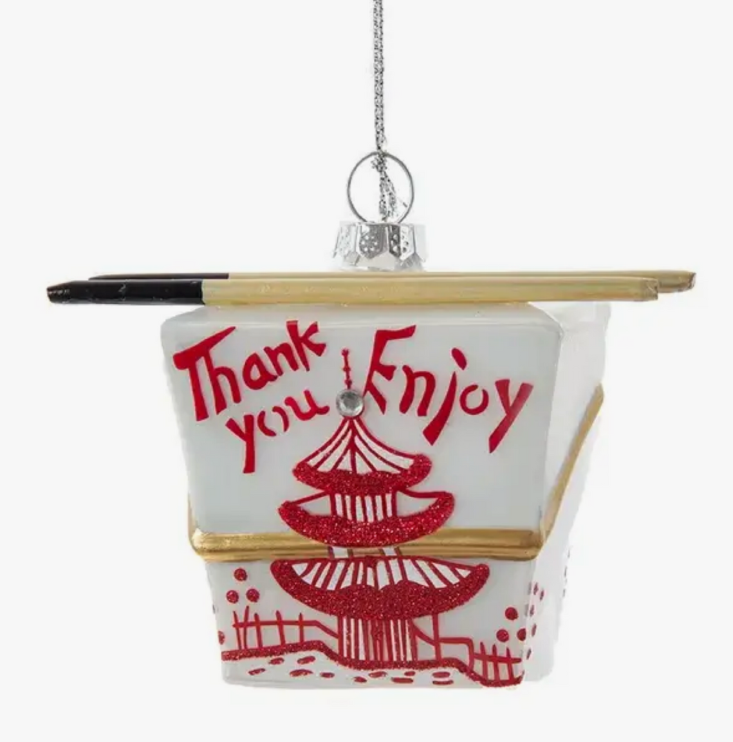 Glass Chinese Take-Out Box Ornament