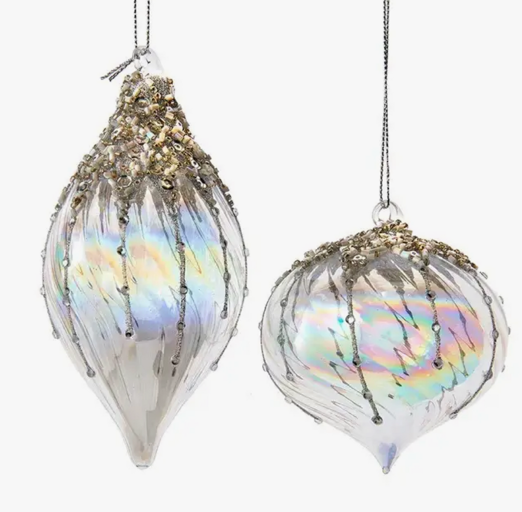 Glass Iridescent Ornament -Assorted