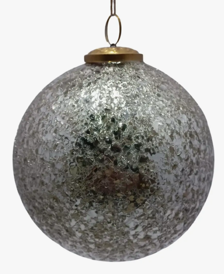 6'' Glass Textured Crinkle Ball Ornament