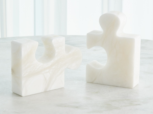 Alabaster Jigsaw Bookend Pair