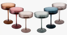 Load image into Gallery viewer, Art Deco Ribbed Pastel Cocktail Glasses - 6 Set
