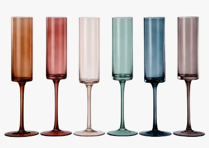 Muted Rainbow Champagne Flute - Set of 6