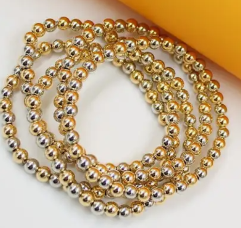 Two Toned Gold Bead Bracelet