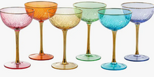 Load image into Gallery viewer, Pastel Coupe Gold Stem Glasses - Set of 6
