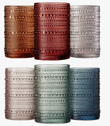 Beaded Hobnail Highball Glasses - Set of 6