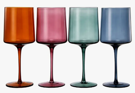 Square Crystal Wine Glasses - Set of 4