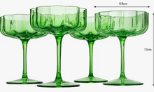 Load image into Gallery viewer, Green Flower Cocktail Coupes - Set of 4
