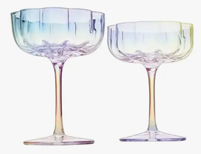 Iridescent Flower Cocktail Coupes - Set of 2