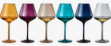 Load image into Gallery viewer, Jewel Colored Crystal Wine Glasses - Set of 6
