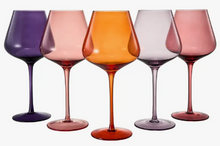 Load image into Gallery viewer, Sunset Colored Crystal Wine Glasses - Set of 5
