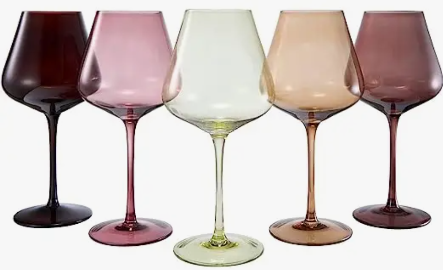Terracotta Colored Crystal Wine Glasses - Set of 5