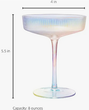Load image into Gallery viewer, Ribbed Iridescent Coupe Glasses - Set of 4
