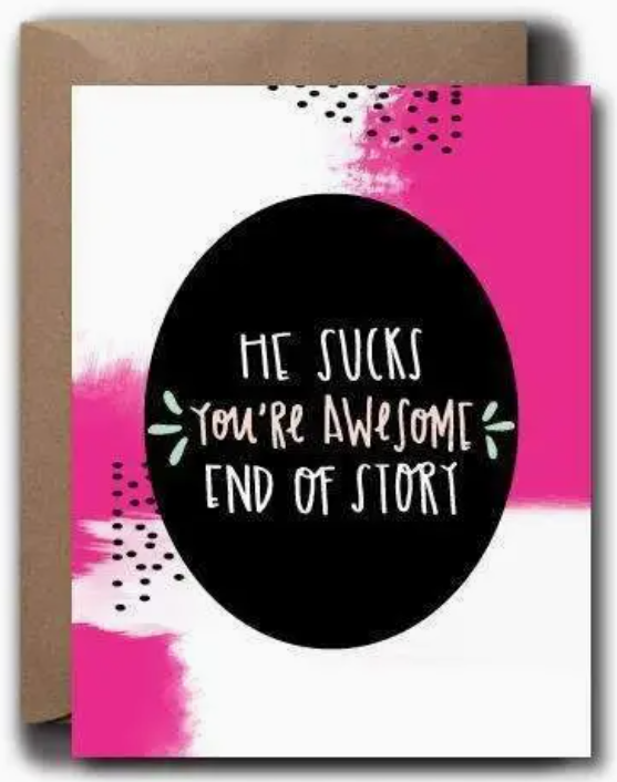 He Sucks You're Awesome Greeting Card