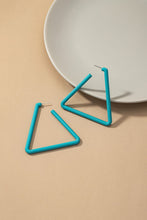 Load image into Gallery viewer, Large acrylic triangle hoop earrings with color coating
