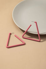 Load image into Gallery viewer, Large acrylic triangle hoop earrings with color coating
