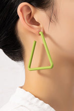 Load image into Gallery viewer, Large acrylic triangle hoop earrings with color coating
