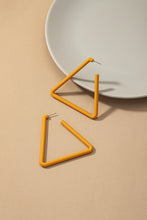 Load image into Gallery viewer, Large acrylic triangle hoop earrings with color coating
