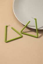 Load image into Gallery viewer, Large acrylic triangle hoop earrings with color coating
