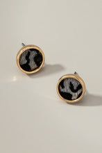 Load image into Gallery viewer, Small round shape stud with faux leather leopard print
