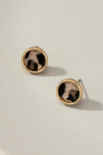 Load image into Gallery viewer, Small round shape stud with faux leather leopard print
