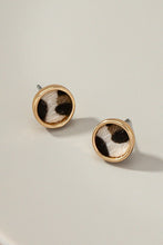 Load image into Gallery viewer, Small round shape stud with faux leather leopard print
