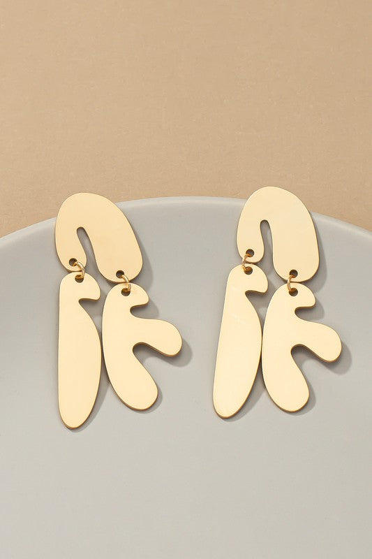 Organic shape metal drop earrings