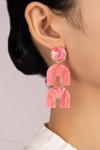 Load image into Gallery viewer, Linked circle and two arches linear drop earrings
