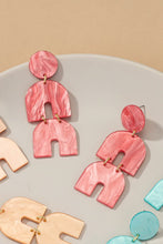 Load image into Gallery viewer, Linked circle and two arches linear drop earrings
