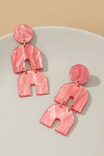 Load image into Gallery viewer, Linked circle and two arches linear drop earrings
