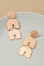 Load image into Gallery viewer, Linked circle and two arches linear drop earrings
