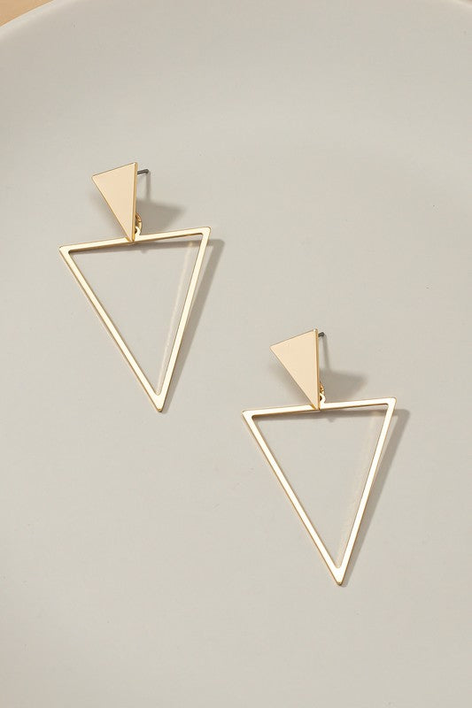Delicate double triangle drop earrings