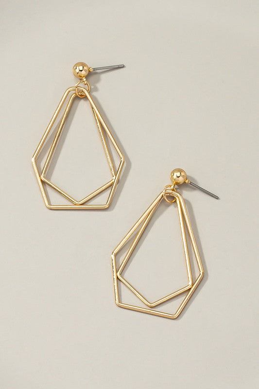 Double geo shape wire hoop earrings