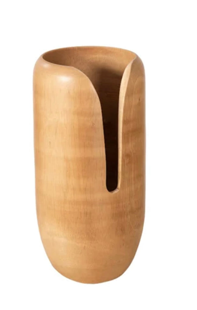 Large wood slit vase