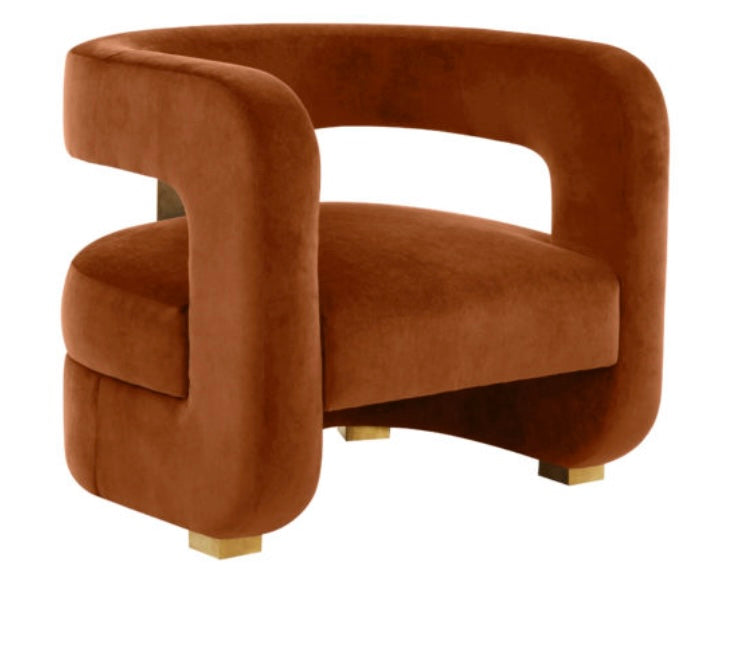 AYANNA BURNT SIENNA VELVET ACCENT CHAIR
