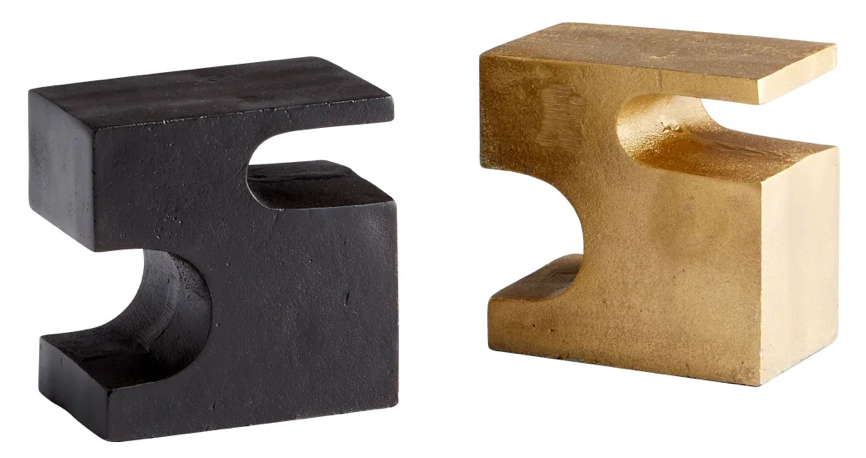 2 Piece Bronze and Brass Bookends
