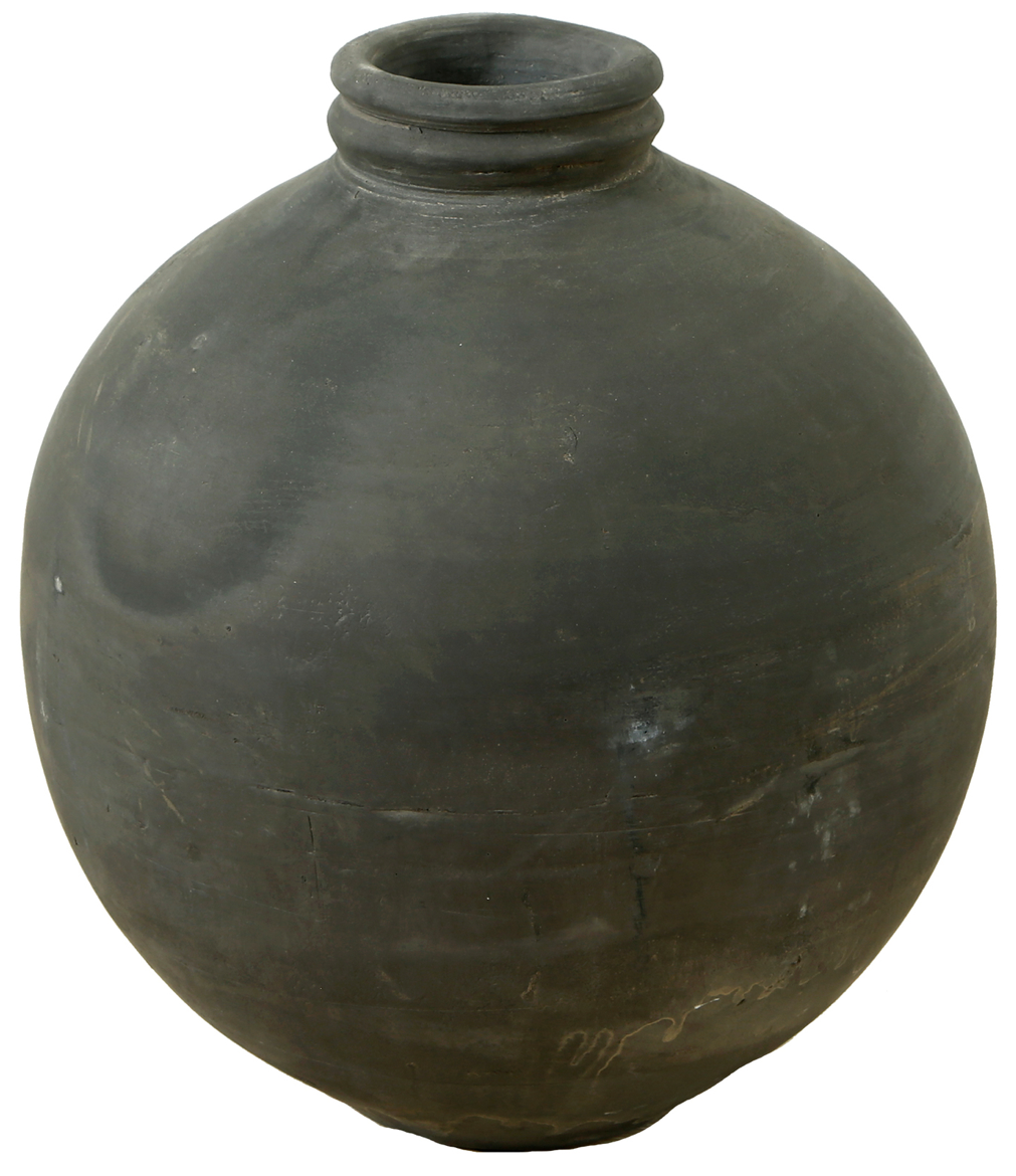 Earthy Gray Double Lipped Pottery Vase-12