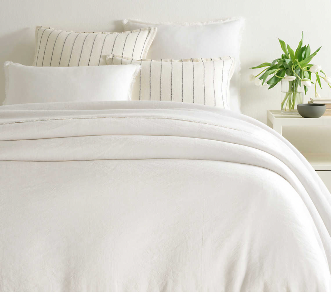 Faye Linen Dove White Duvet Cover- King