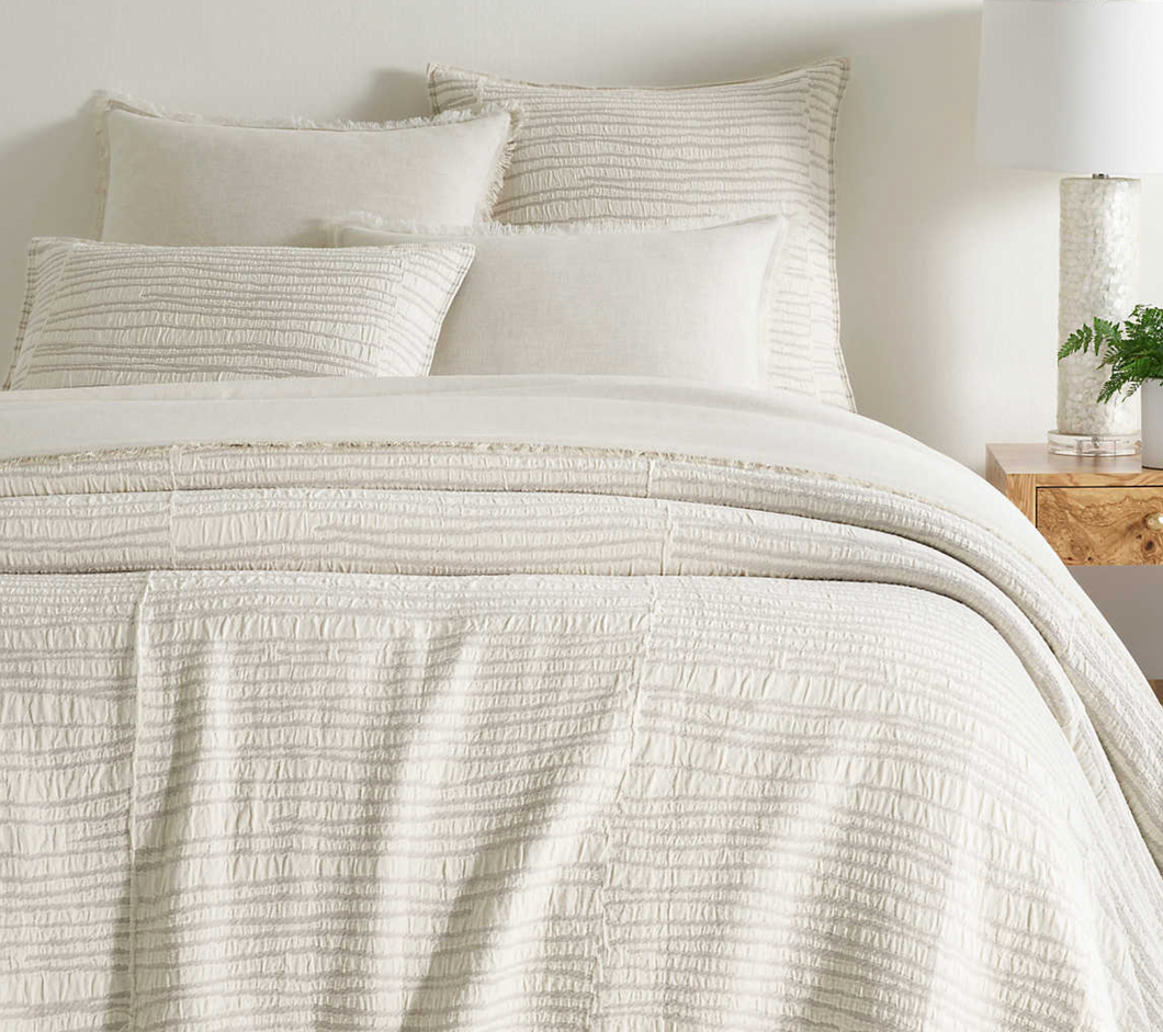 Striae Oatmeal Matelasse Coverlet- King