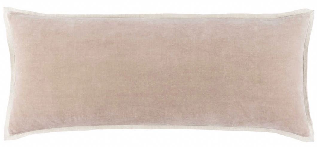 Gehry Velvet/Linen Stone Decorative Pillow- 16x40 Lumbar