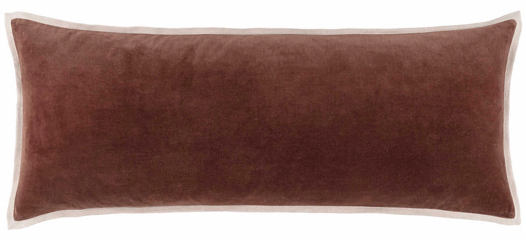 Gehry Velvet/Linen Russet Decorative Lumbar Pillow with Insert