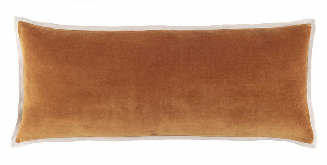Gehry Velvet/Linen Caramel Decorative Pillow- 16x40 Lumbar