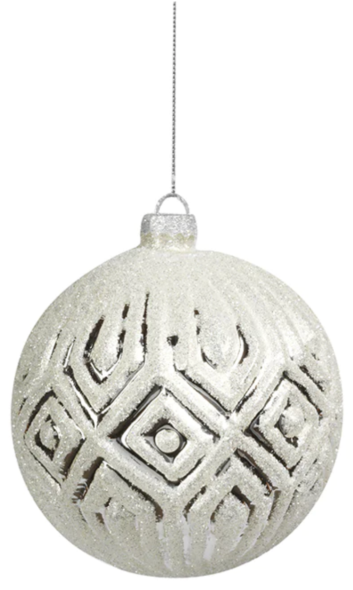 Medium Silver Glitter Ornament