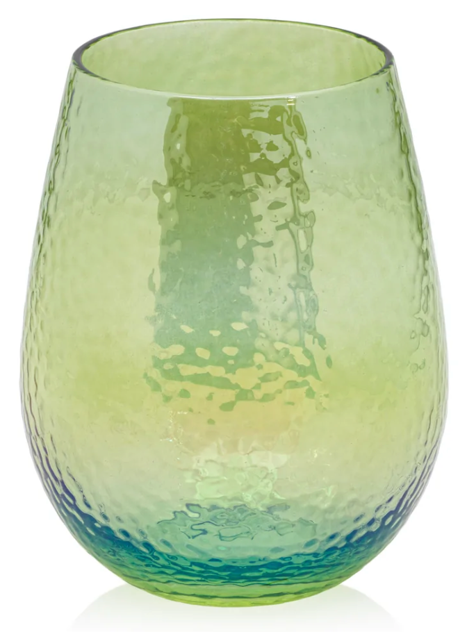 Green Stemless Glass Set